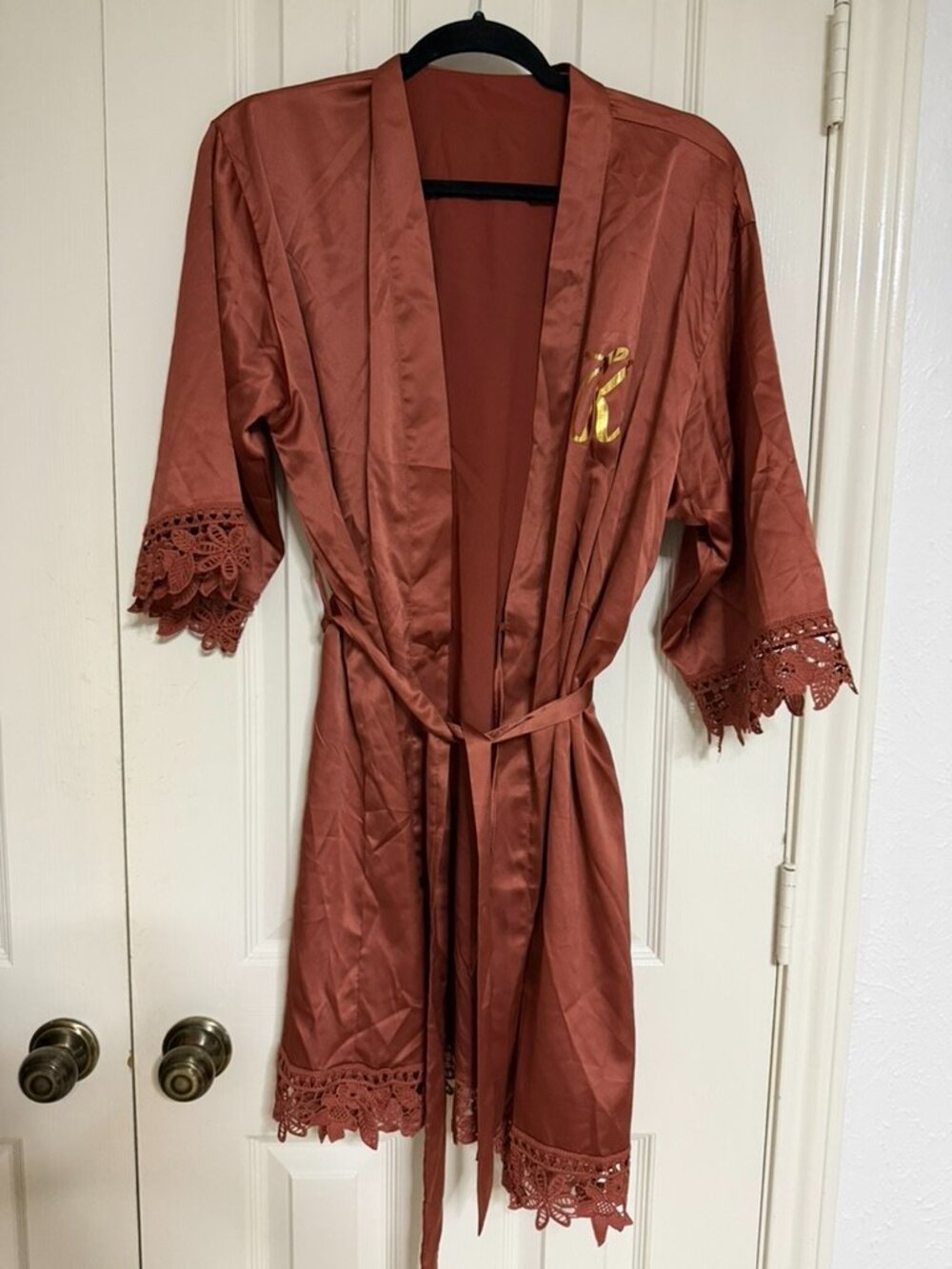 Letter K Burnt Orange and Gold Robe
